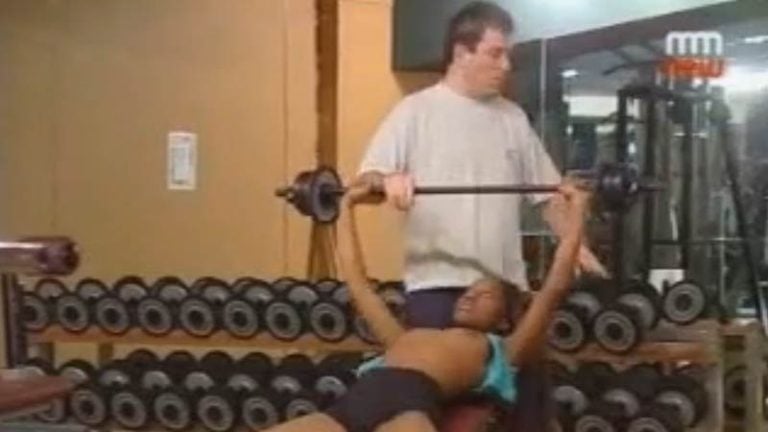 Girl pranks gym goers with pop off top that exposes her breasts