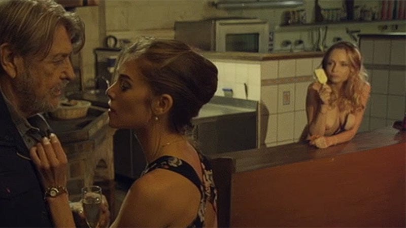 Delightful blonde appears naked in a variety of every-day situations