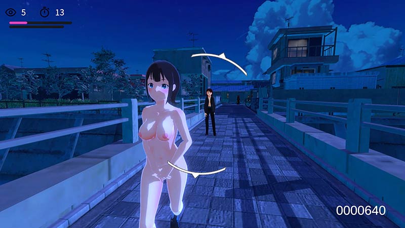 Play as an exhibitionist woman in Roshutsu