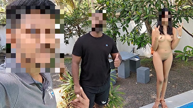 SixBos’s sexy wife goes on a naked trip with just heels and a backpack