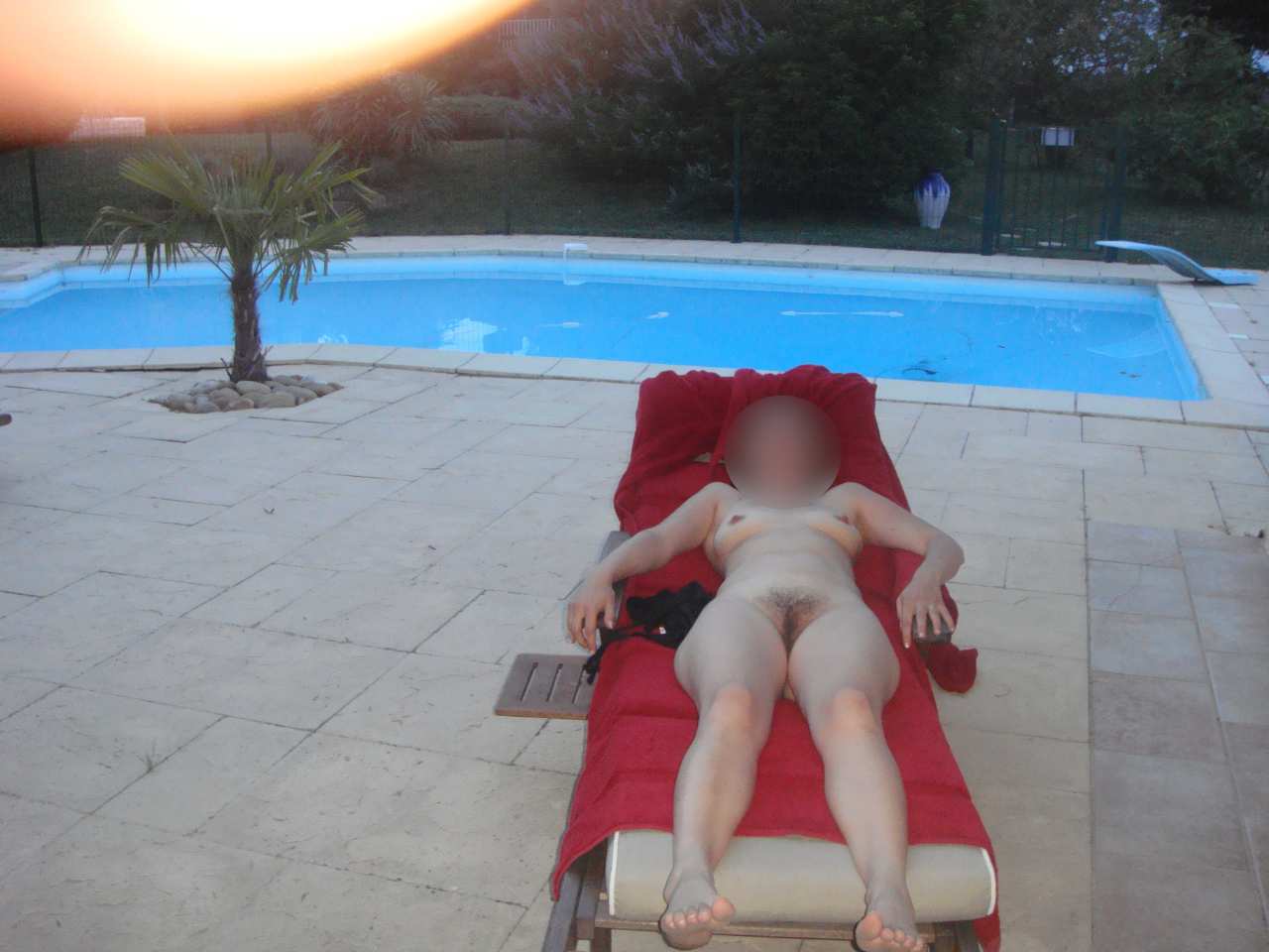 Chilling by the pool.